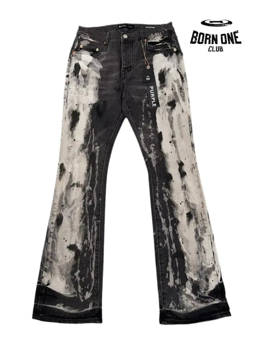 PURPLE BRΑND Splatter Ink Jeans Black Calça Jeans