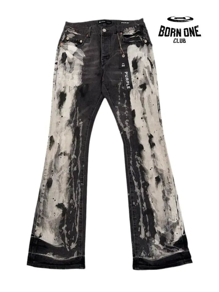 PURPLE BRΑND Splatter Ink Jeans Black Calça Jeans