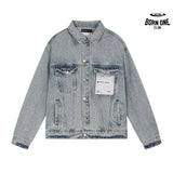 Purple Brand Personality Hotfix Rhinestone Casual Denim Jaqueta Jeans