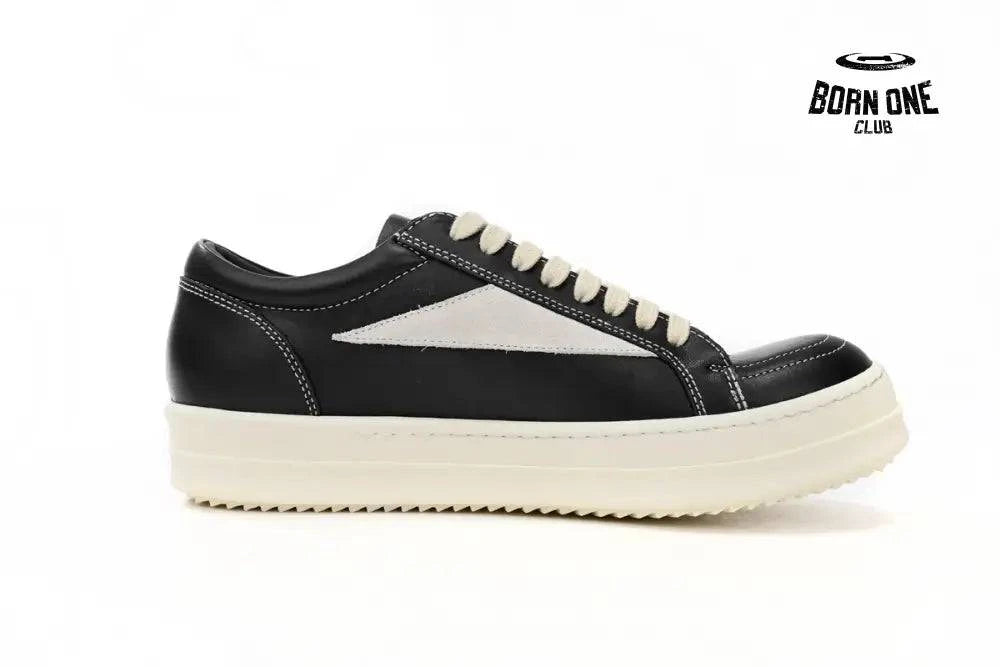 Rick Owens EDFU Vintage Sneaks Leather Black Milk White