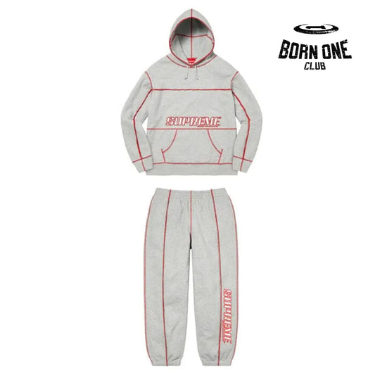 Set Supreme Coverstitch Hooded Conjunto Moletom