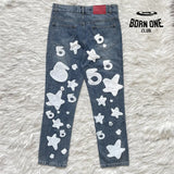 Sp5der Big Star 555 Printed Denim Pants Calça Jeans