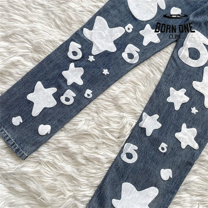 Sp5der Big Star 555 Printed Denim Pants Calça Jeans