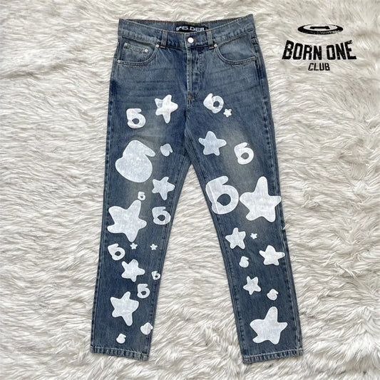 Sp5der Big Star 555 Printed Denim Pants Calça Jeans