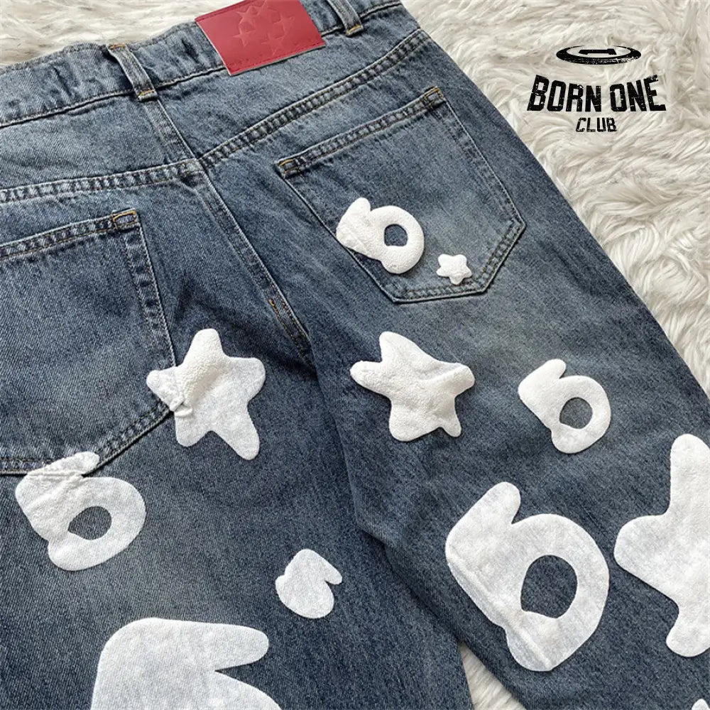 Sp5der Big Star 555 Printed Denim Pants Calça Jeans