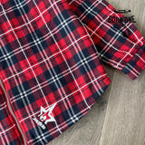 Sp5der Hooded Zip Flannel Shirt Jacket Jaqueta