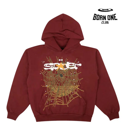 Sp5der Logo Hoodie Maroon Hoodie