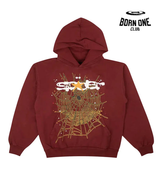 Sp5der Logo Hoodie Maroon Hoodie