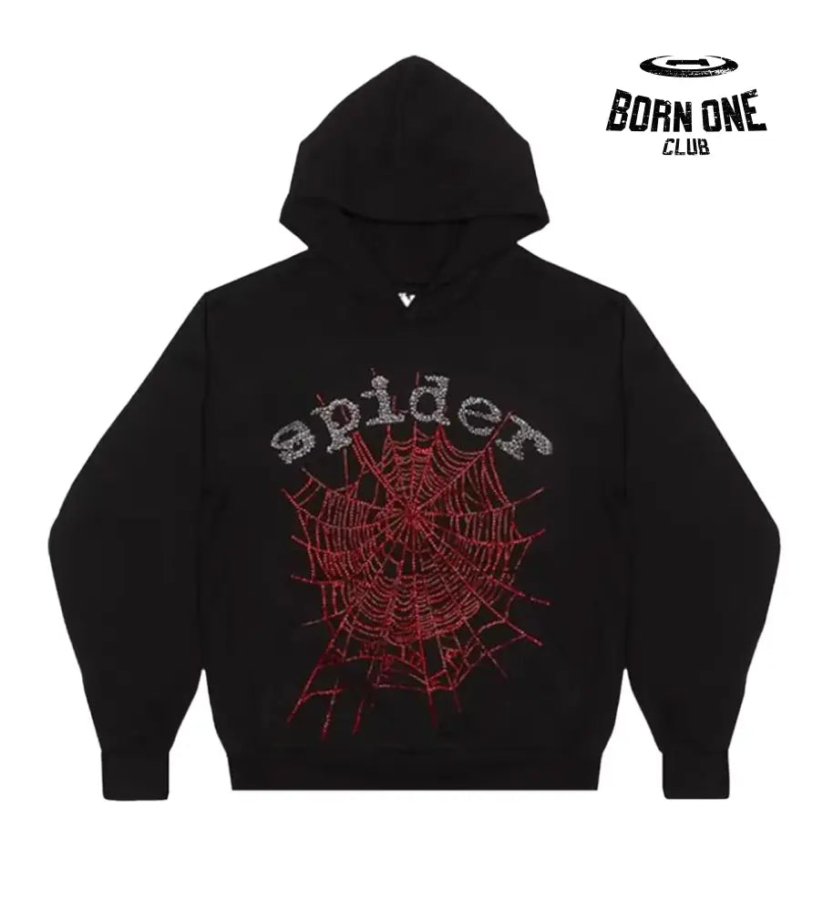 Sp5der OG Rhinestone Hoodie Black Hoodie