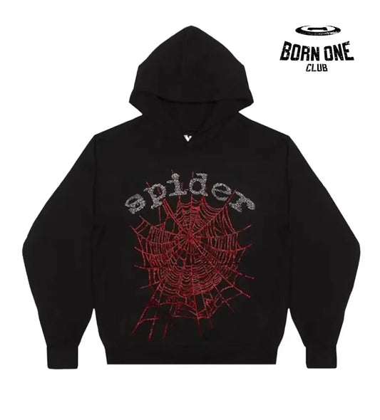 Sp5der OG Rhinestone Hoodie Black Hoodie