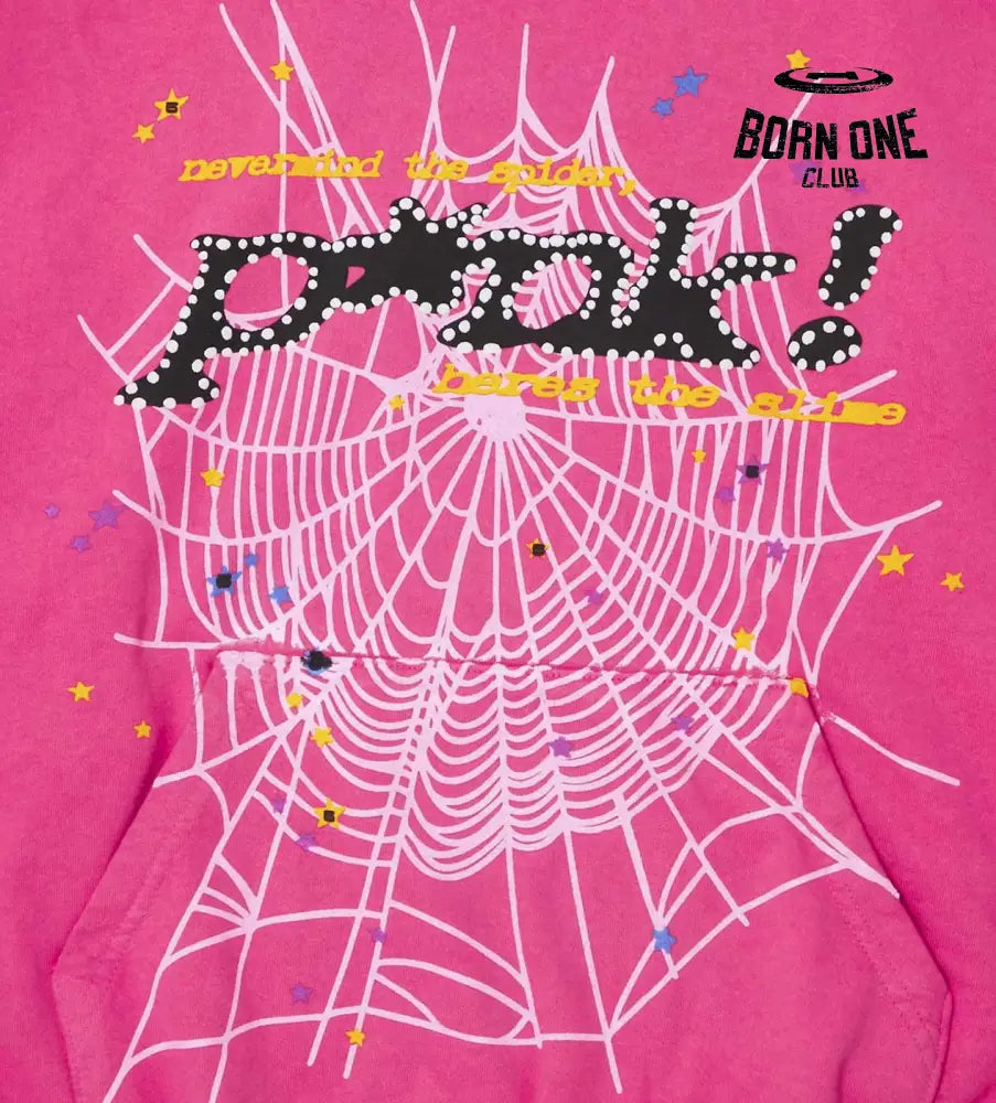 Sp5der P*nk Web Hoodie Pink Hoodie
