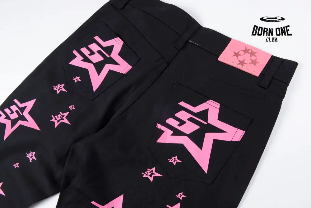 Sp5der Pink Stars Calça Jeans