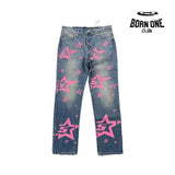Sp5der Pink Stars Calça Jeans