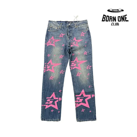 Sp5der Pink Stars Calça Jeans