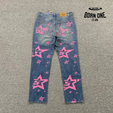 Sp5der Pink Stars Calça Jeans