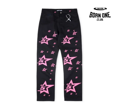 Sp5der Pink Stars Calça Jeans
