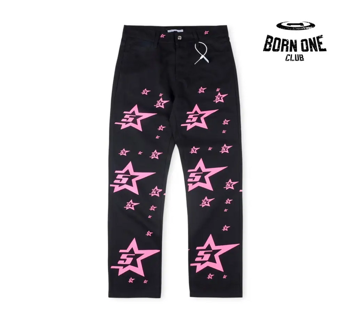 Sp5der Pink Stars Calça Jeans