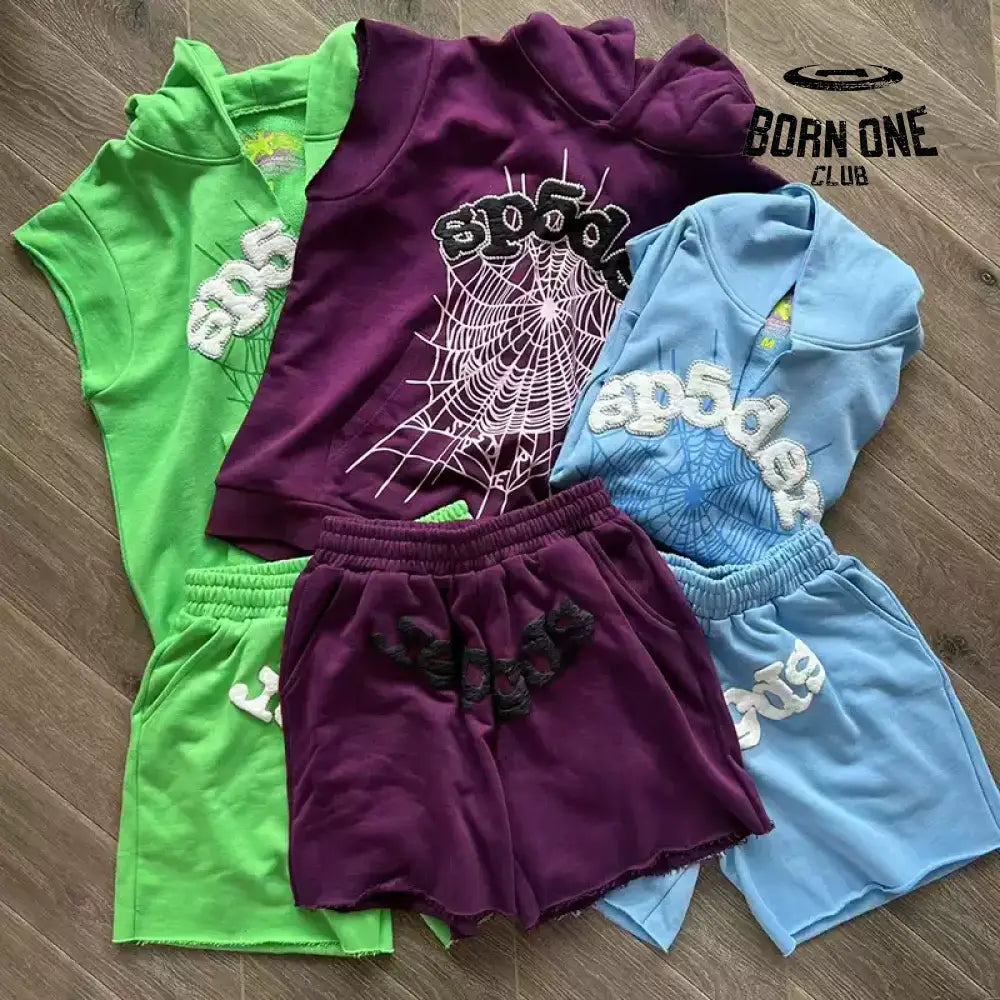Sp5der Web Hoodie shorts Conjutno Bermuda Moletom