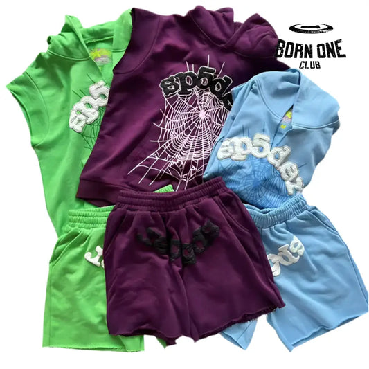 Sp5der Web Hoodie shorts Conjutno Bermuda Moletom