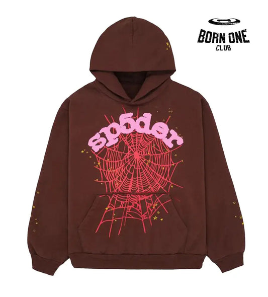 Sp5der Web Logo Hoodie Brown Hoodie