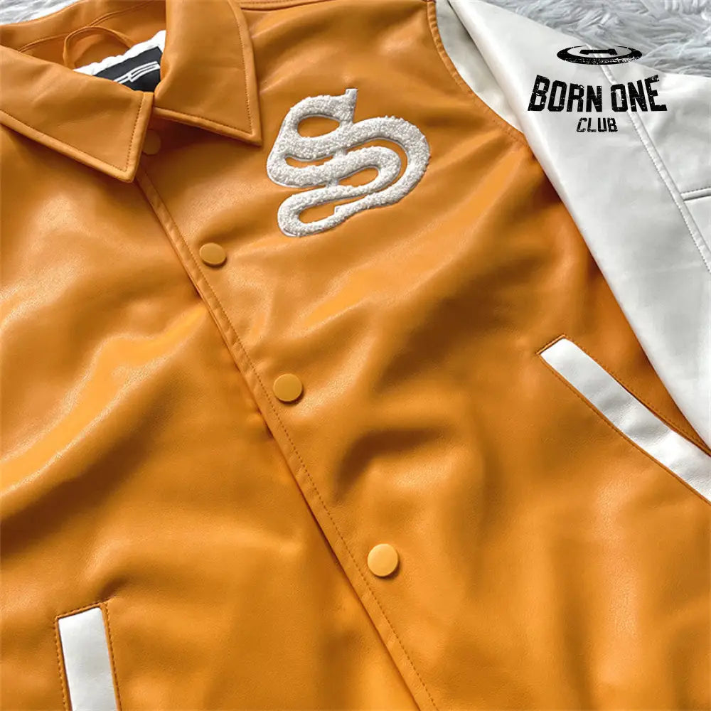 Sp5der Worldwide S Logo Varasity Orange Jacket Jaqueta
