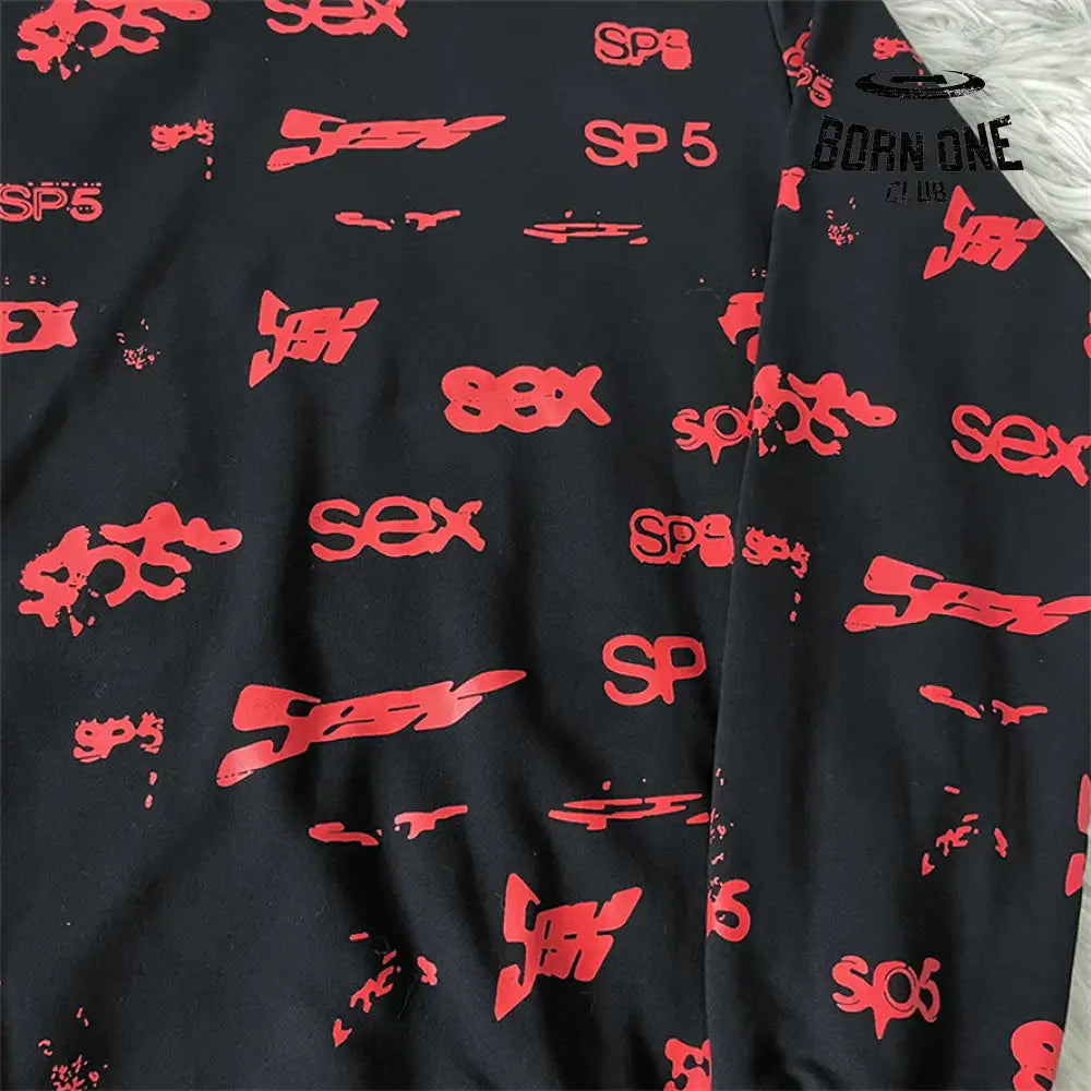 Spider Sp5der Worldwide Hoodie Black Red Moletom