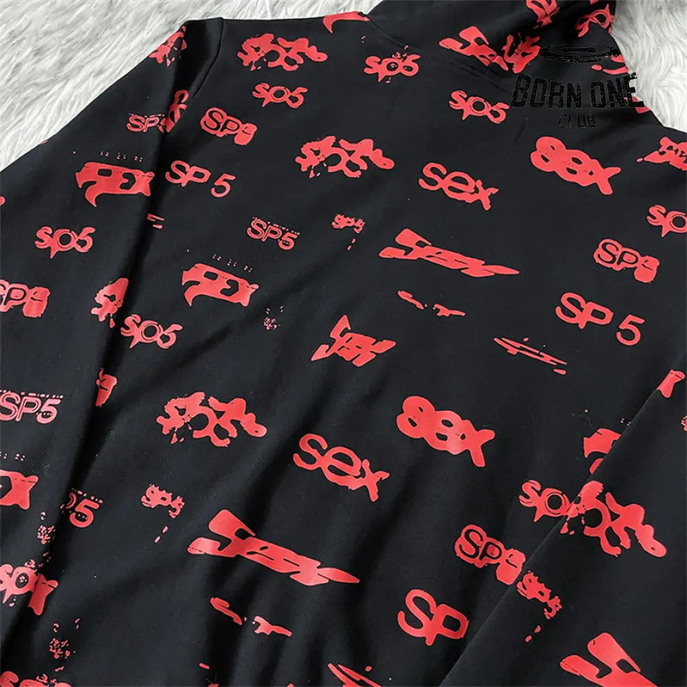 Spider Sp5der Worldwide Hoodie Black Red Moletom