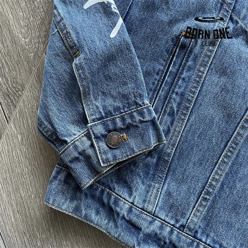 Spider Worldwide denim jean jacket Conjunto Jaqueta Calça