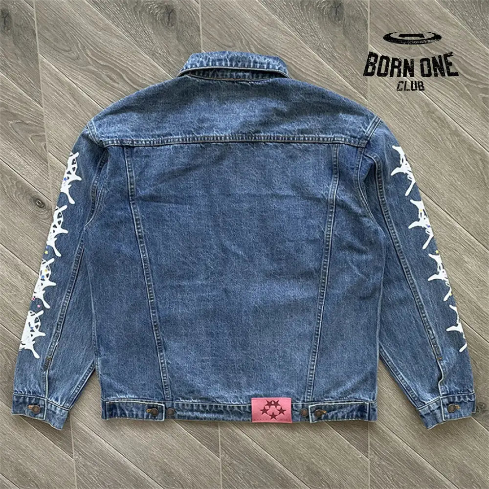 Spider Worldwide denim jean jacket Conjunto Jaqueta Calça