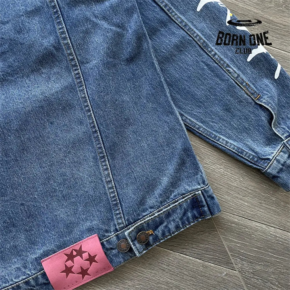 Spider Worldwide denim jean jacket Conjunto Jaqueta Calça
