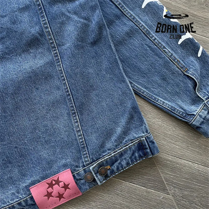 Spider Worldwide denim jean jacket Conjunto Jaqueta Calça