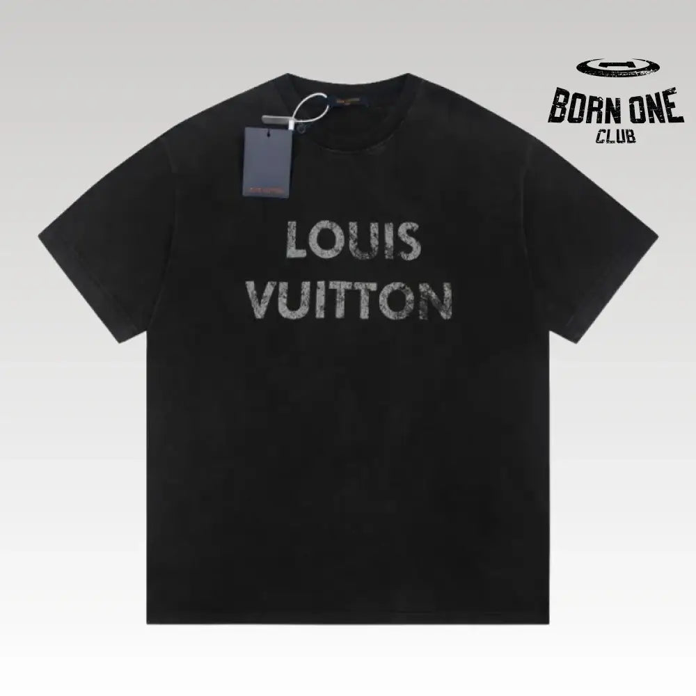 Camiseta Louis Vuitton LV Black Distressed Logo