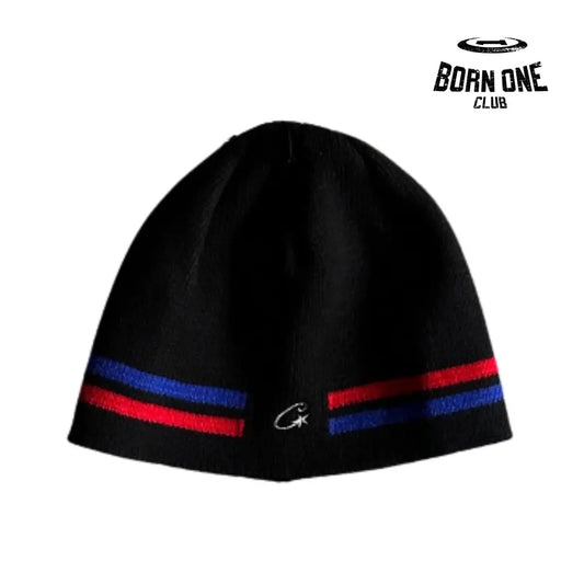 Touca Corteiz Knit Stripe Black Red Blue