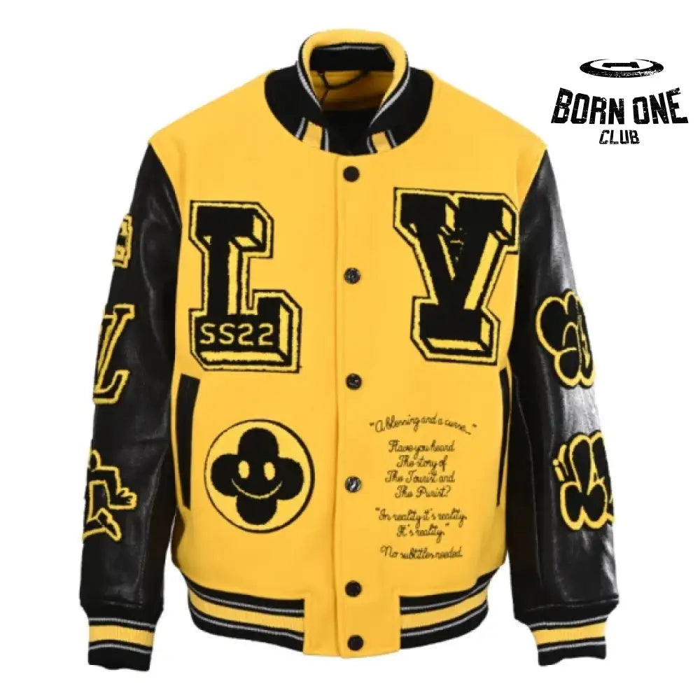 Louis Vuitton Leather Embroidered Varsity Jaqueta