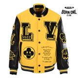 Louis Vuitton Leather Embroidered Varsity Jaqueta