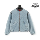 Supreme Zip-Off Sleeve Quilted Bomber Jaqueta Denim