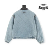 Supreme Zip-Off Sleeve Quilted Bomber Jaqueta Denim