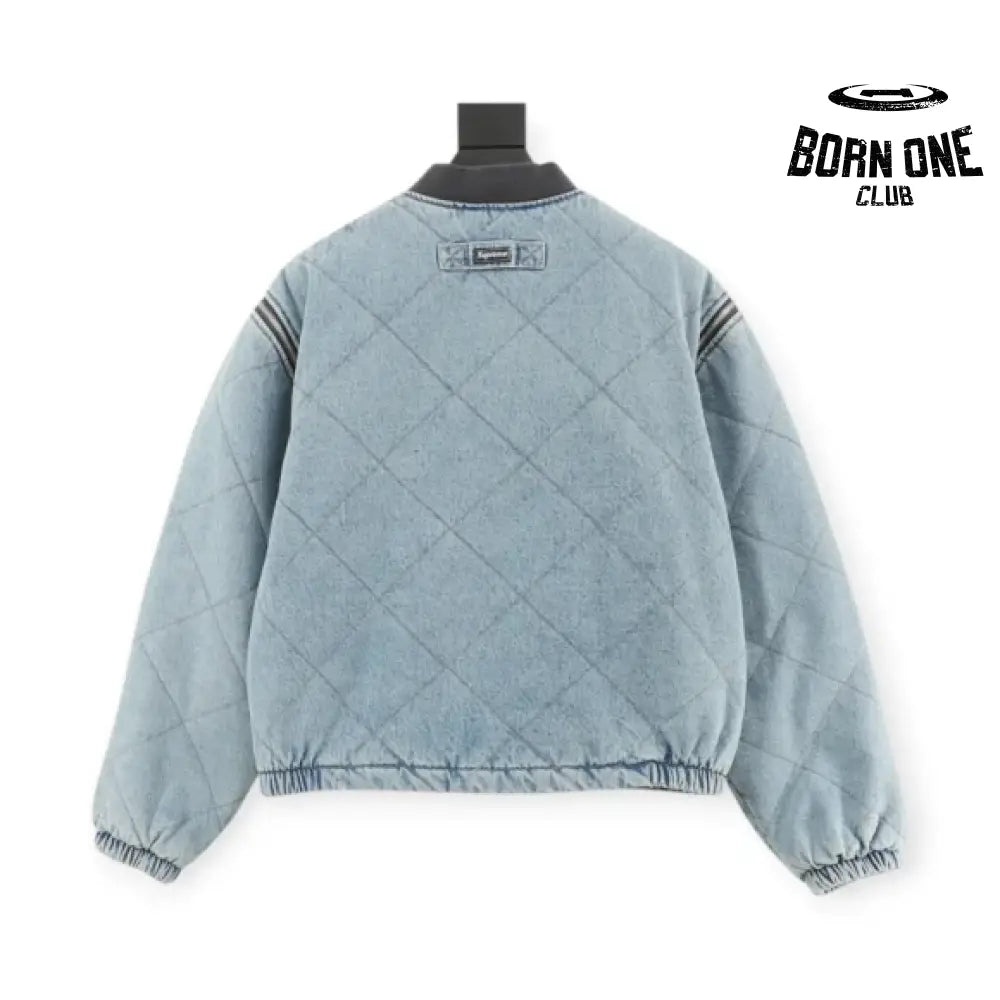 Supreme Zip-Off Sleeve Quilted Bomber Jaqueta Denim