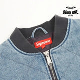 Supreme Zip-Off Sleeve Quilted Bomber Jaqueta Denim