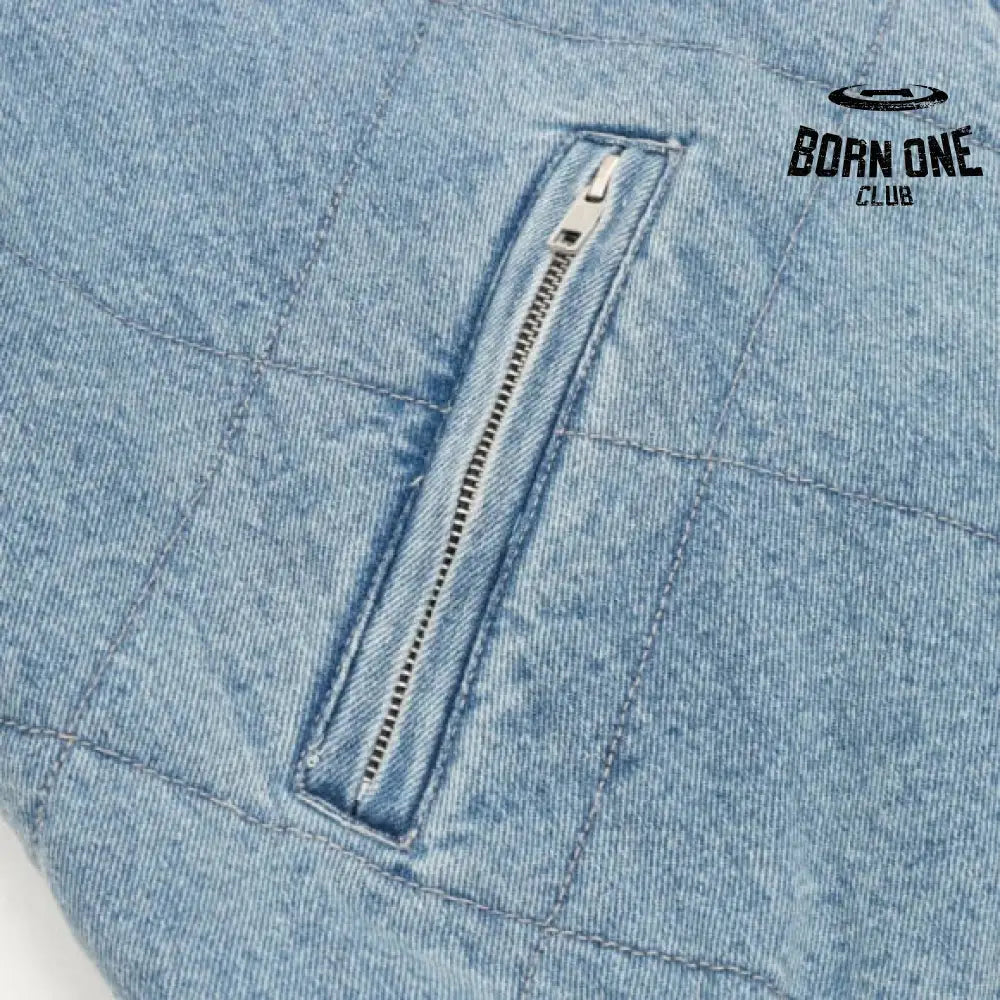 Supreme Zip-Off Sleeve Quilted Bomber Jaqueta Denim