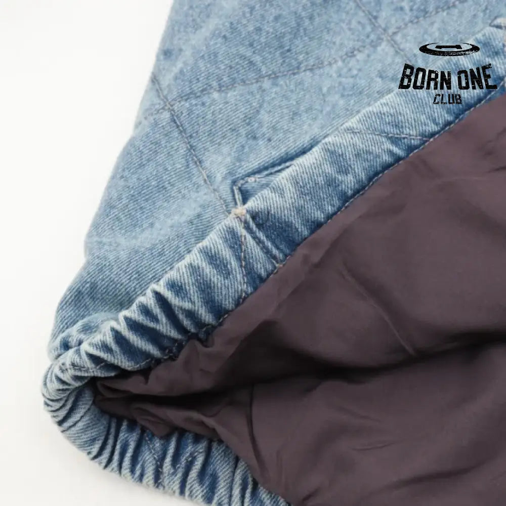 Supreme Zip-Off Sleeve Quilted Bomber Jaqueta Denim